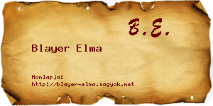 Blayer Elma névjegykártya